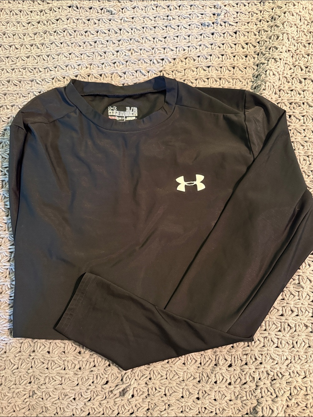 Under Armour Black Long Sleeve Performance Shirt with White Logo